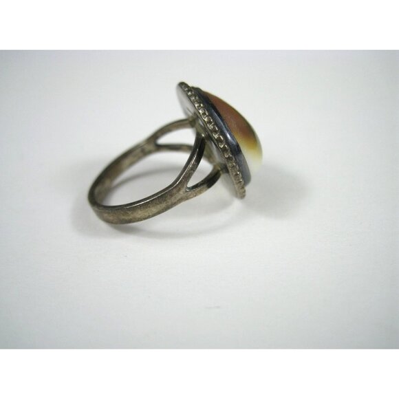 Operculum Shell Eye Sterling Silver 925 Ring Vintage Statement Size 9.5 - Picture 4 of 10